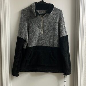 Women’s Black and Gray Half-Zip Sweater